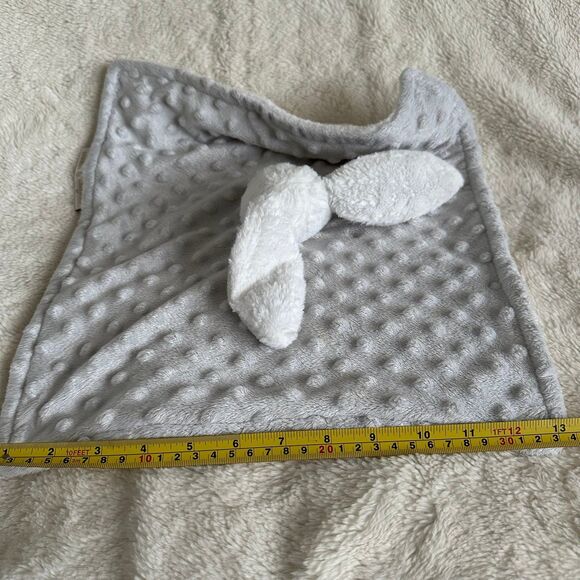 Blankets & Beyond Silver Gray Minky Dot White 13” Plush Sleepy Bunny Lovey Baby - Picture 6 of 6